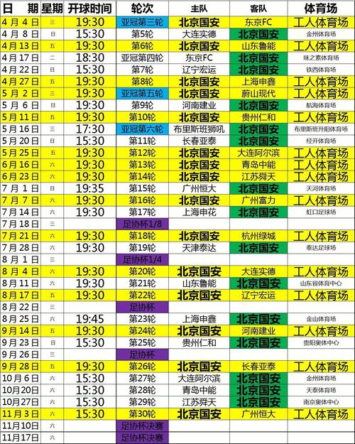 北京国安直播时间表
